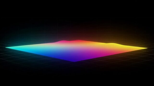 vibrant rainbow colored 3d mountain landscape