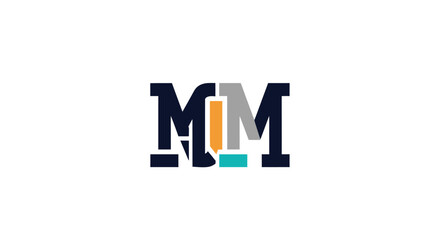 Obraz premium Abstract MM letter logo design with modern colorful elements.