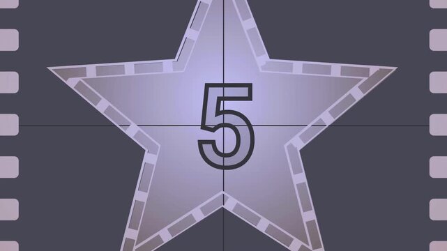 Star Shaped Film Countdown 10 to 1 with Vintage Purple Hue