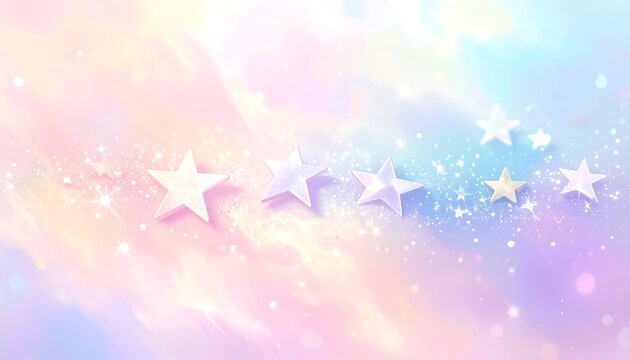 A pastel-colored background with a row of white stars