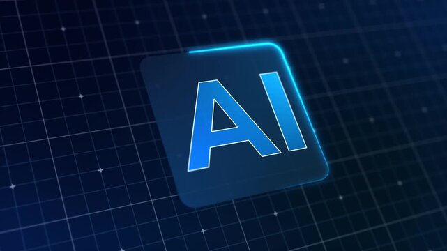 Video animation of a modern AI design icon with a glowing effect. Futuristic user interface in action, artificial intelligence system, advanced AI technology.