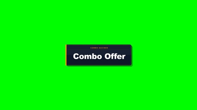 Animated combo offer promotional badge on green screen chroma key background, sliding looping motion graphic for retail e-commerce and marketing