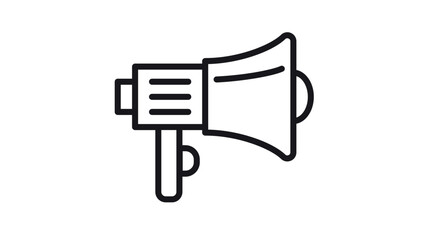 Megaphone vector icon, minimalist black line art bullhorn illustration for marketing, communication, and public announcements, scalable symbol for business, advertising, and social media. © Mehwish