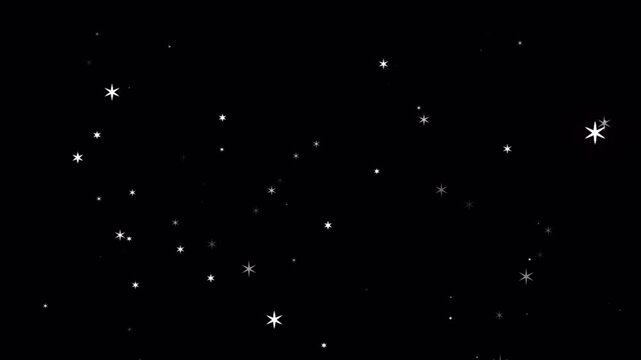 Glittering Stars Loop Animation. Twinkling White Sparkles on Dark Night Background Motion Graphic Video