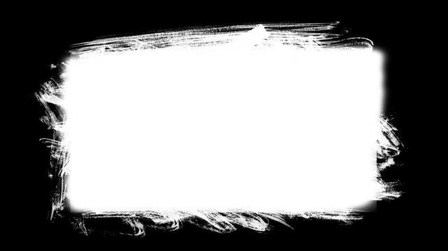 Grunge Brush Stroke Stop Motion Animation on a Transparent Background, Hand-drawn grunge brush texture, Paint the white brush background and your text with an alpha channel.
