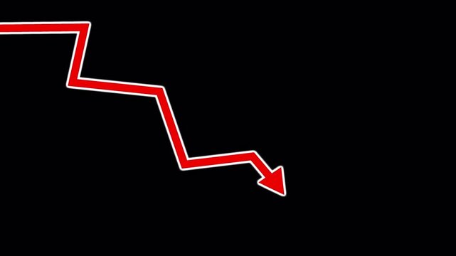 decline arrow animation, downward trend effect, business loss graph, falling market indicator, financial motion background