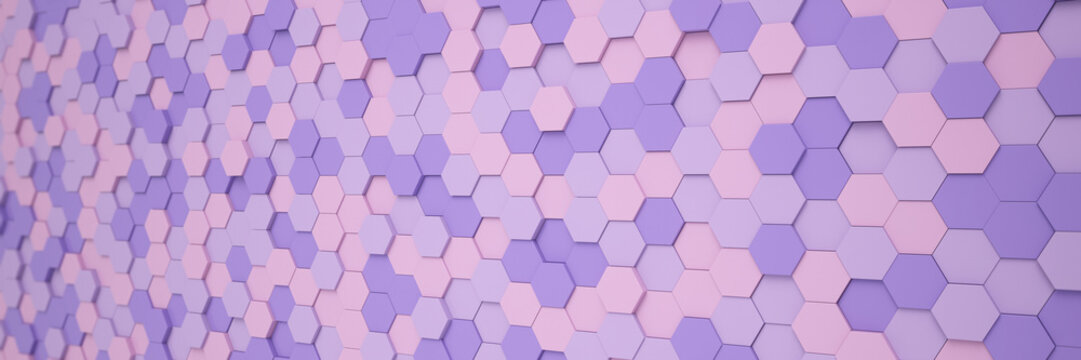 Illustation of purple color hexagons - abstract background - wallpaper.