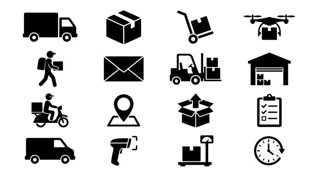 Delivery and Logistics Icons Set for Shipping and Transportation