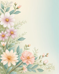 Obraz premium Beauty softness harmony serenity charm decorate bloom blend inspire soothe flower petal stem leaf bud greenery arrangement background pastel gradient color branch blossom hue