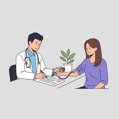 Fototapeta premium Doctor measuring patient's blood pressure, medical check-up, healthcare concept