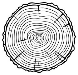 Fototapeta premium Black and white tree ring illustration
