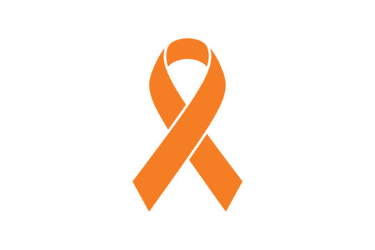 An orange awareness ribbon on a white background symbolizing support and solidarity