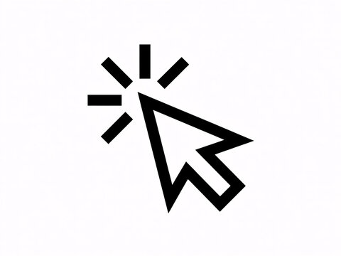 A computer mouse cursor icon with a starburst effect on a white background