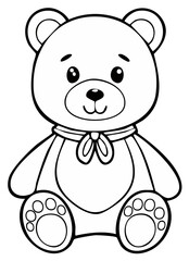 Obraz premium Cute Outline Teddy Bear Wearing a Bow Tie, Ideal for Children's Art and Design Projects