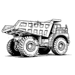 Obraz premium Heavy Duty Mining Dump Truck Illustration - Industrial Vehicle Art