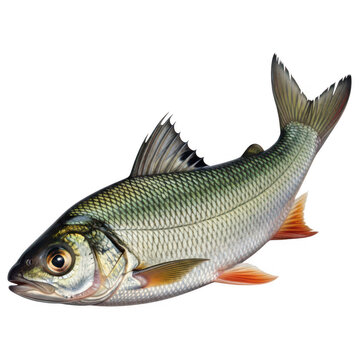 The detailed appearance of a gizzard shad fish swimming with its distinct silver scale patterns