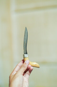 Traditional Bugis Badik Knife with Wooden Handle