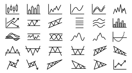 Fototapeta premium Set of Various Line Graphs and Data Charts for Business and Data Analysis