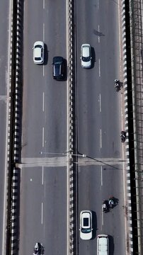 Vertical Aerial View of Jawahar Bridge over Yamuna River in Agra India