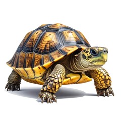 Obraz premium A turtle with a brown and yellow shell
