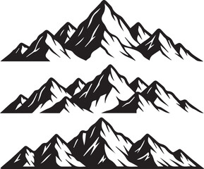 Fototapeta premium Stylized mountain range illustration three tiered black and white design