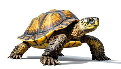 Obraz premium A turtle standing on a white surface