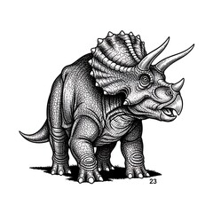 Fototapeta premium Detailed Hand Drawn Illustration of a Triceratops Dinosaur.
