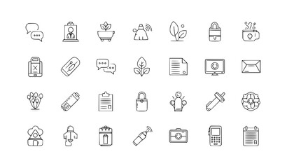 Fototapeta premium A set of minimalist line art icons representing various business and communication concepts