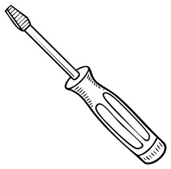 Fototapeta premium Hand Drawn Illustration of a Phillips Head Screwdriver with a Textured Handle