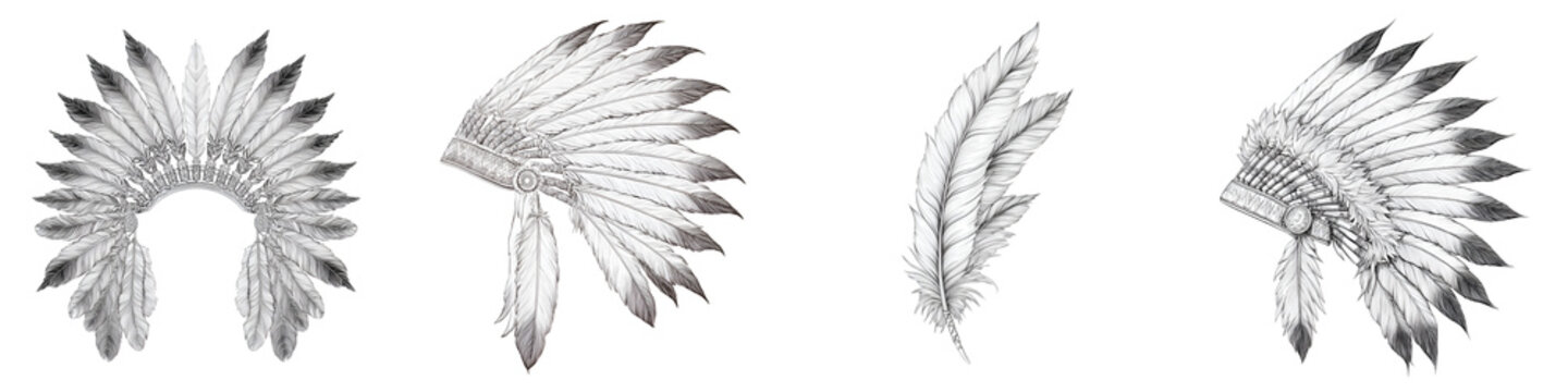 Native American Headdress Set: Feathered Warbonnets