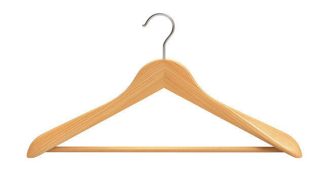 Wooden Clothes Hanger Isolated on Transparent Background