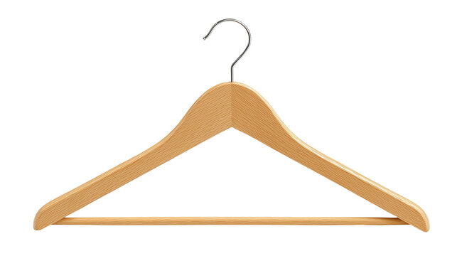 Wooden Clothes Hanger Isolated on Transparent Background