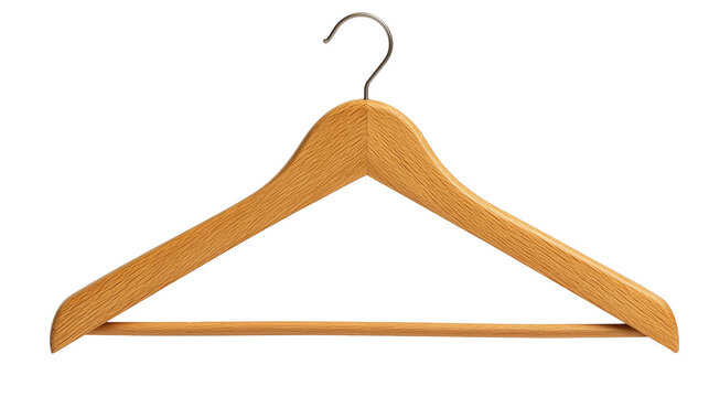 Wooden Clothes Hanger Isolated on Transparent Background