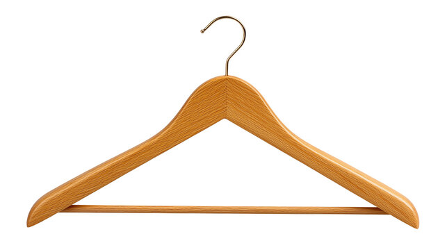 Wooden Clothes Hanger Isolated on Transparent Background