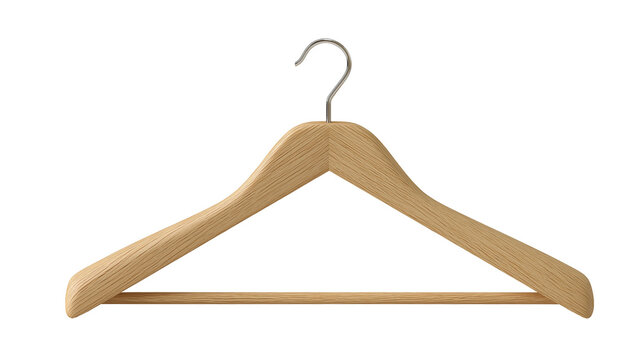 Wooden Clothes Hanger Isolated on Transparent Background