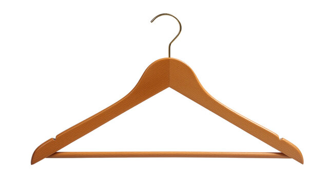 Wooden Clothes Hanger Isolated on Transparent Background