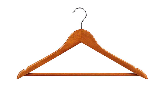 Wooden Clothes Hanger Isolated on Transparent Background