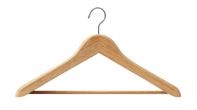 Wooden Clothes Hanger Isolated on Transparent Background