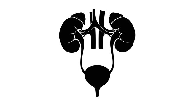 Anatomical illustration of the human kidneys ureter bladder and urethra