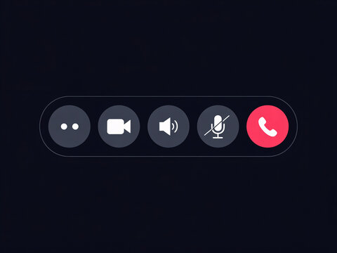 A smartphone screen displays a video call interface with various buttons and icons