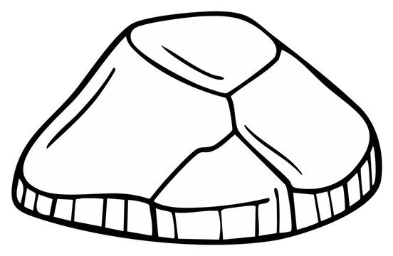 Isolated hand drawn sketch of white yamaka jewish cap. Graphic black ink drawing of religious headwear isolated