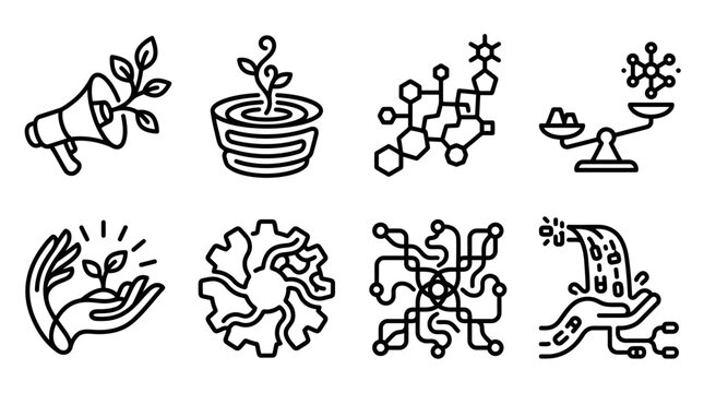 Set of Scientific Icons Representing Chemistry and Biology Concepts for Educational Design