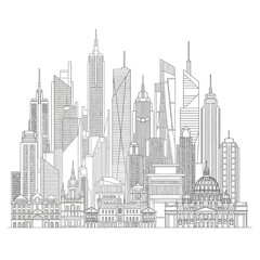 Fototapeta premium Modern Cityscape Skyline with Diverse Architecture, Business District, Urban Landscape