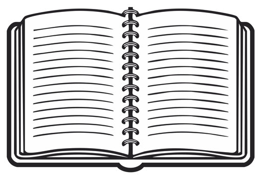 Open notebook with spiral binding and blank pages for notes and writing