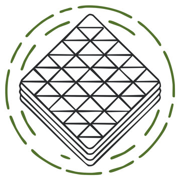 Stacked geometric waffle pattern with textured circle food design illustration