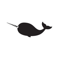 Cute narwhal silhouette vector flat illustration design.  © Safi
