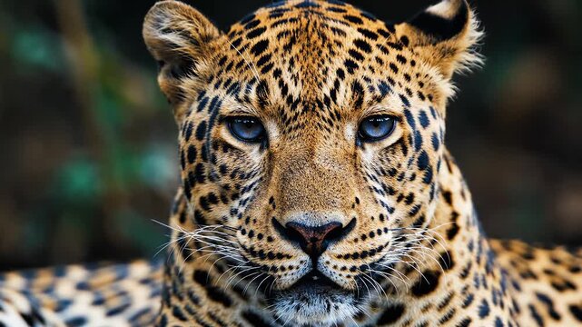 Closeup of a leopards face for commercial backgrounds, digital design, and advertising