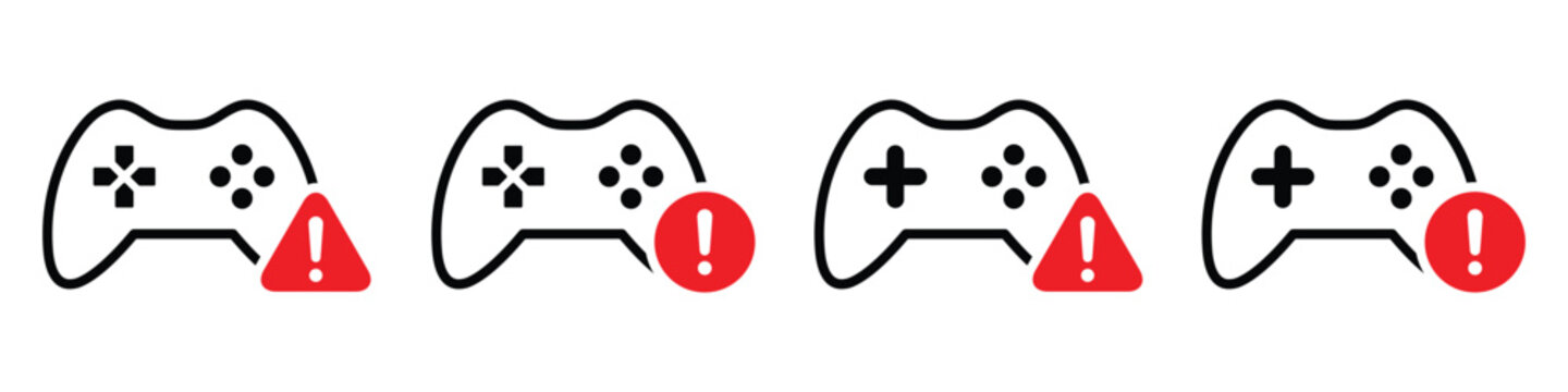 Joystick warning icon. Game console error set icon, vector illustration