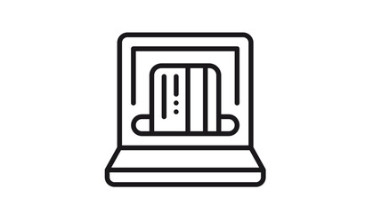Online payment vector icon illustration featuring a laptop computer with a credit card being inserted into the screen, representing digital banking, e-commerce, and secure internet transactions. © Elva