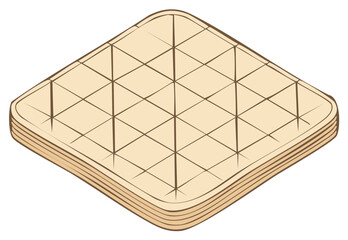 Fototapeta premium Isometric illustration of a stack of quilted beige cushions with a stitched diamond pattern